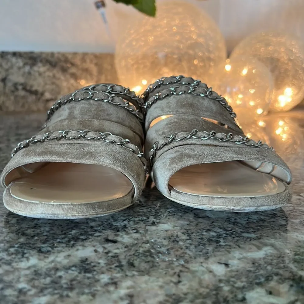 CHANEL tan suede